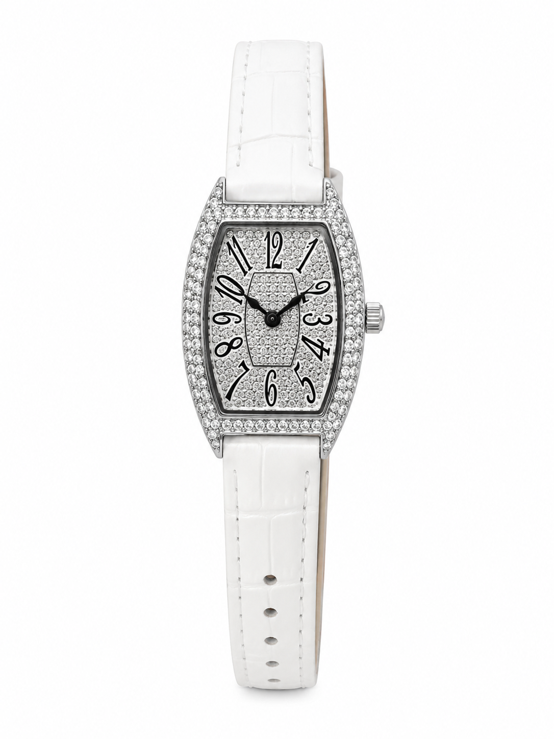 Diamond Dial Women's Watch – White Crystal Luxury Strap Watch