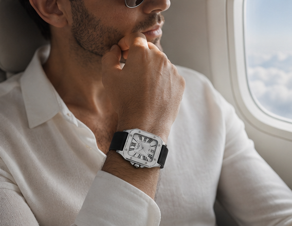 Luxury Square Roman Numeral Women's Watch – Black Silicone Strap